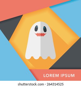 ghost flat icon with long shadow,eps10