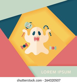 ghost flat icon with long shadow,eps10