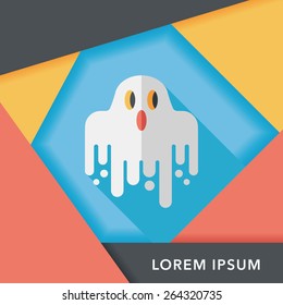 ghost flat icon with long shadow,eps10