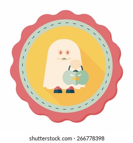 ghost flat icon with long shadow,eps10