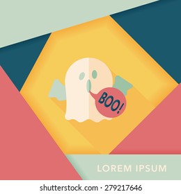 ghost flat icon with long shadow,eps10