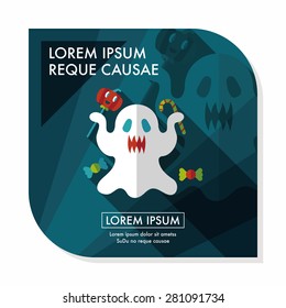 ghost flat icon with long shadow,eps10