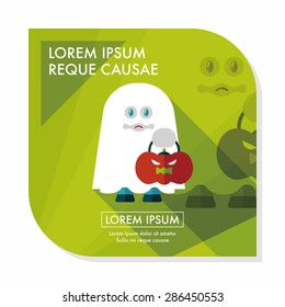 ghost flat icon with long shadow,eps10