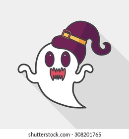 ghost flat icon with long shadow,eps10