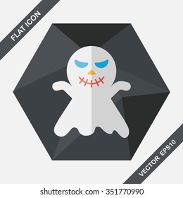 ghost flat icon with long shadow,eps10