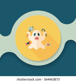 ghost flat icon with long shadow,eps10
