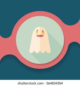 ghost flat icon with long shadow,eps10