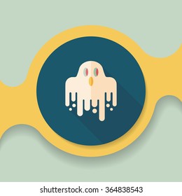 ghost flat icon with long shadow,eps10