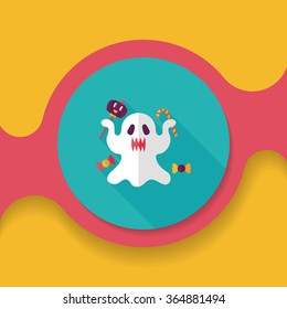 ghost flat icon with long shadow,eps10
