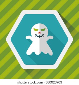 ghost flat icon with long shadow,eps10