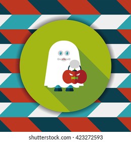 ghost flat icon with long shadow,eps10