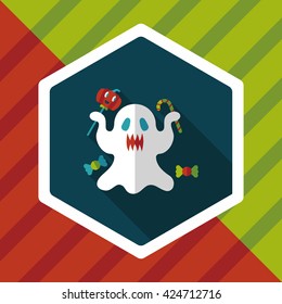 ghost flat icon with long shadow,eps10