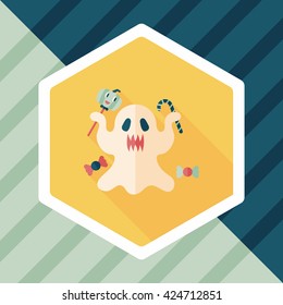 ghost flat icon with long shadow,eps10