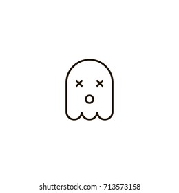 Ghost flat icon. Single high quality symbol of line halloween vector for web design or mobile app. Color sign of party for design logo. Single pictogram on white background