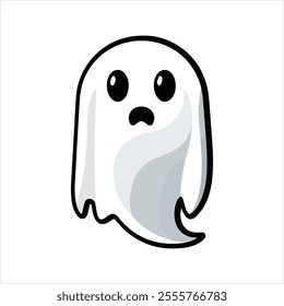 Ghost Flat Vector Illustration, Ethereal Creature, Stylized Design, Simple