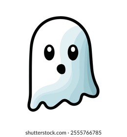 Ghost Flat Vector Illustration, Ethereal Creature, Stylized Design, Simple