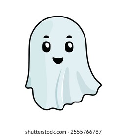 Ghost Flat Vector Illustration, Ethereal Creature, Stylized Design, Simple