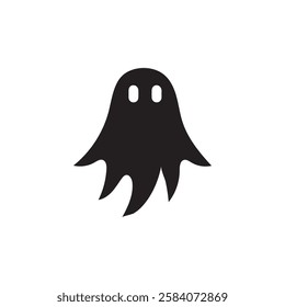 Ghost floating silhouette design with a white background