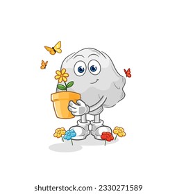 the ghost with a flower pot. character vector