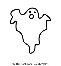 Ghost with a flowing tail, floating mid-air. Suitable for scary stories, haunted themes, or Halloween content. Outline icons Collection. editable stroke. vector illustration