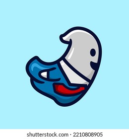 Ghost flying, flat design style