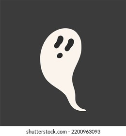 Fantasma, fantasma volador. El monstruo fantasma de Halloween da miedo. Silueta festiva. Ilustración vectorial de moda dibujada a mano. Todos los elementos están aislados.