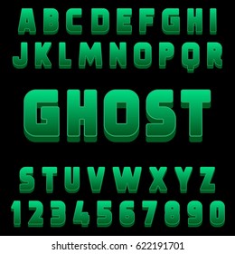 Ghost Font 3d Design Bold Letters And Numbers Vector Abc