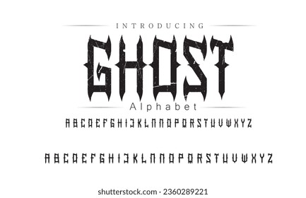 Ghost Font. Alphabet. Script. Typeface. Label .Vintage typeface. For labels and different type designs