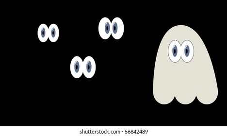 Ghost with friends hiding in the dark