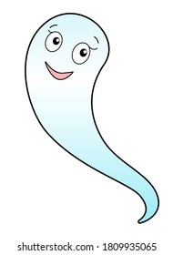 Ghost - full color stock illustration on the theme of Halloween. Cast - Halloween illustration.