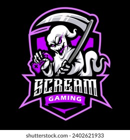 ghost gaming mascot sport logo design template