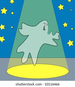 ghost getting caught out under a spotlight - vector