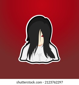 Ghost girl cartoon character illustration for sticker, clip art, logo, or emblem