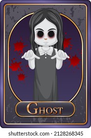 Ghost girl character game card template illustration