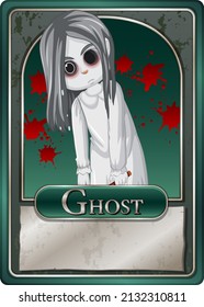 Ghost girl character game card template illustration