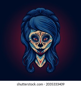 the ghost girl halloween illustration
