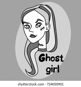 Ghost girl vector illustration