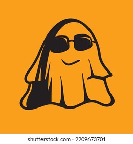 Ilustración con el logotipo de mascota Cuta del vector de Ghost Glasses Halloween