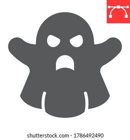 Ghost glyph icon, halloween and scary, ghost sign vector graphics, editable stroke solid icon, eps 10