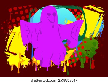Ghost Graffiti tag. Abstract modern street art decoration performed in urban painting style.