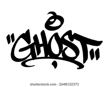 Etiqueta de grafite fantasma em tinta spray preto com efeito de gotejamento. Fundo transparente. Urbana misteriosa vibração para design de rua estilo sigma e visuais.
