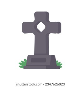 Ghost graves. Stones carved names of dead people on rocks with crosses in spooky cemetery.