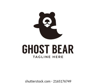 ghost Grizzly bear or honey bear or polar bear head face silhouette logo design icon