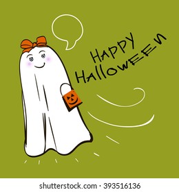 Ghost Halloween. Halloween  background. Flat design. Vector illustration. Poster, banner or background for Halloween party night. 