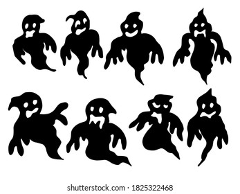 Ghost Halloween. black and white image illustration