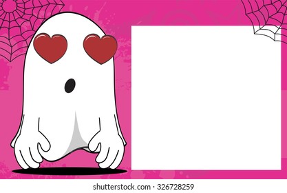ghost halloween cartoon expressions frame background in vector format