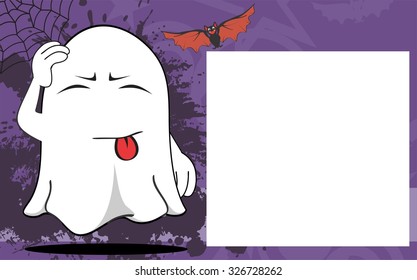 ghost halloween cartoon expressions frame background in vector format