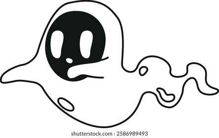 Ghost Halloween character escaping vector illustration