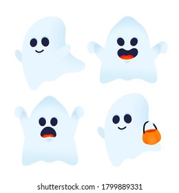 Ghost halloween character set isolated