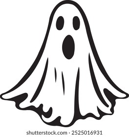 Ghost halloween clip art design on plain white transparent isolated background for card, shirt, hoodie, sweatshirt, apparel, card, tag, mug, icon, poster or badge